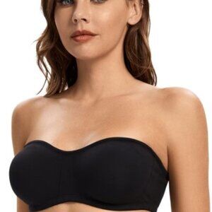 Angool Strapless - Padded Non-Slip Wirefree Bandeau Bralette bra Sz **L**